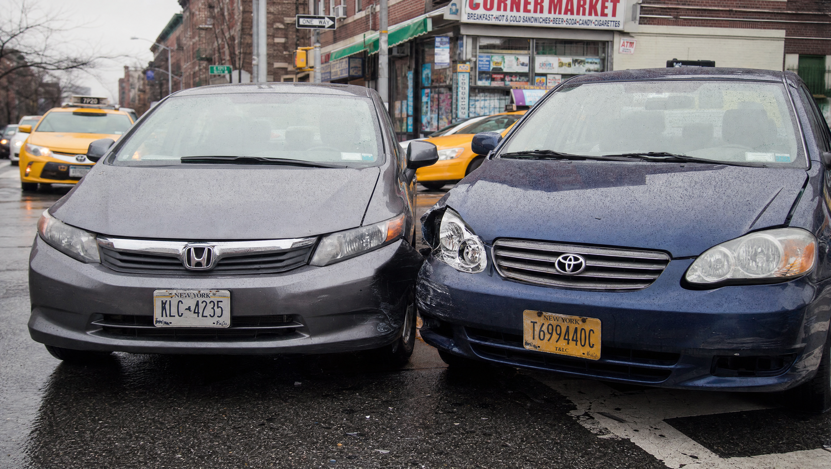 Car accident scene in NYC